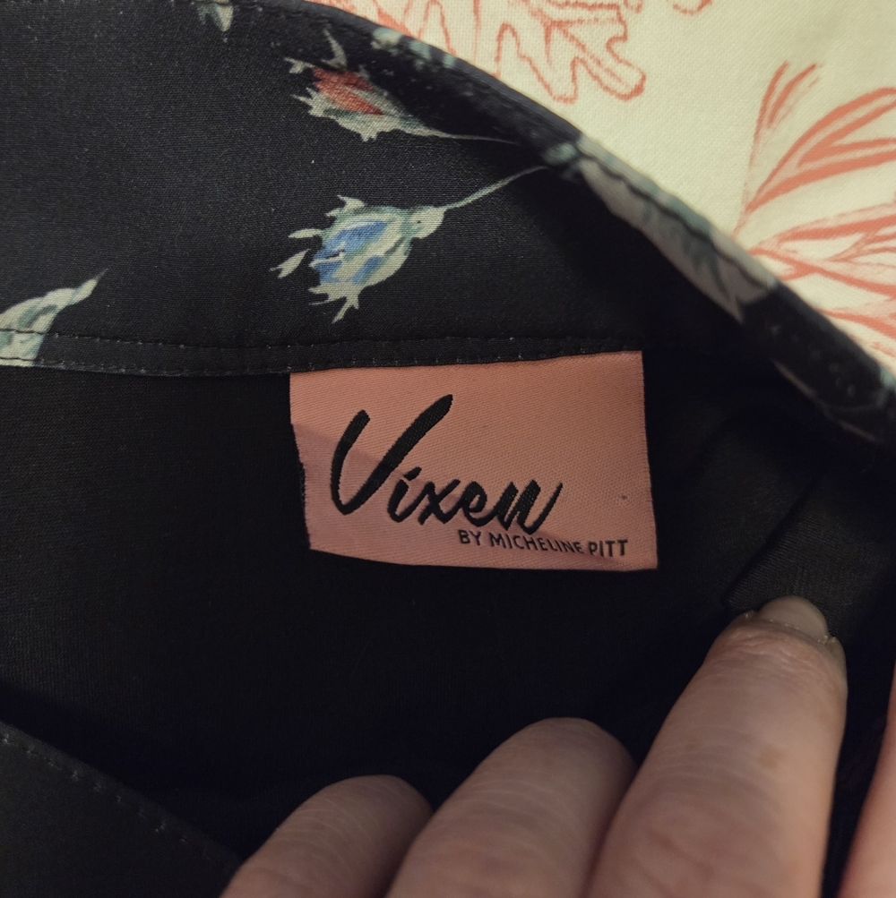 EUC Vixen By Micheline Pitt Flutter Pencil Skirt In Vintage Floral Print Size L - Picture 3 of 4